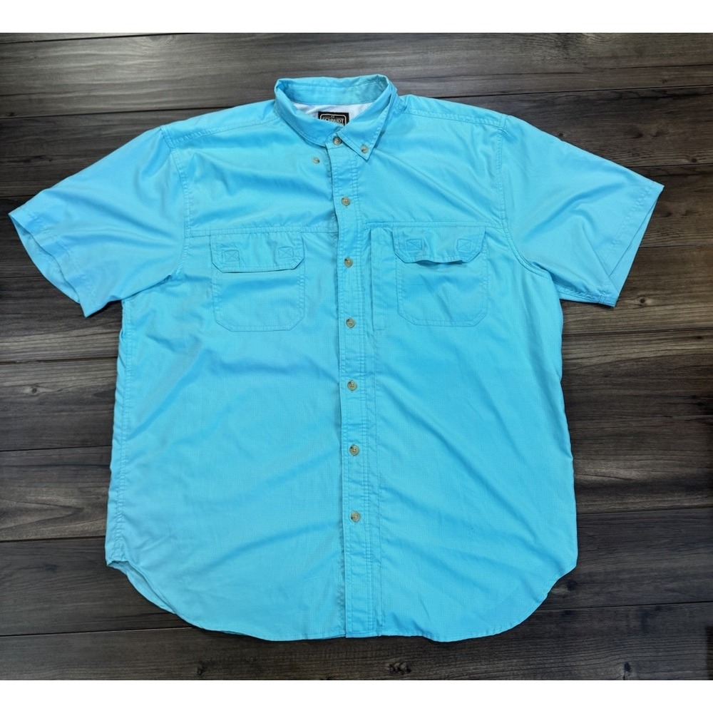 C.E. Schmidt Workwear Men's XL Teal Short Sleeve Fishing Shirt Vented